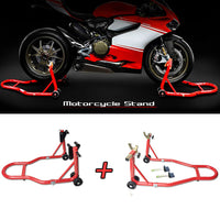 2PC Motorcycle Dolly Wheel Stand - Motorbike Front Wheel Stand+Rear Wheel Stand