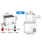 50L Portable Car Fridge Freezer, 12/240V - dimensions and specifications
