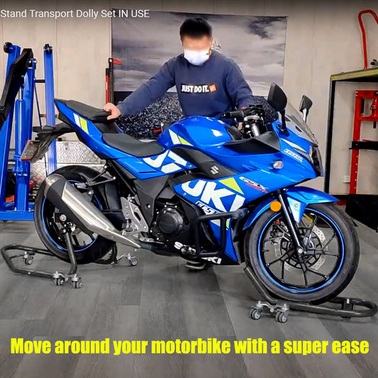 340kg Motorcycle Support Stand Transport Dolly Set