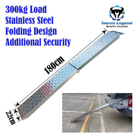 300kg Stainless Steel Dirt Bike Loading Ramp with Safety Strap for Ute Truck Van