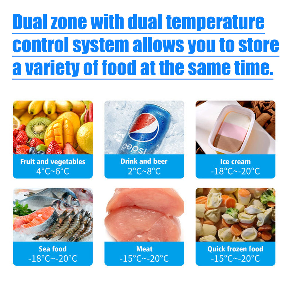 45L Dual Zone Dual Temperature Control Portable Fridge Freezer for Car Boat Home