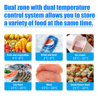 45L Dual Zone Dual Temperature Control Portable Fridge Freezer for Car Boat Home