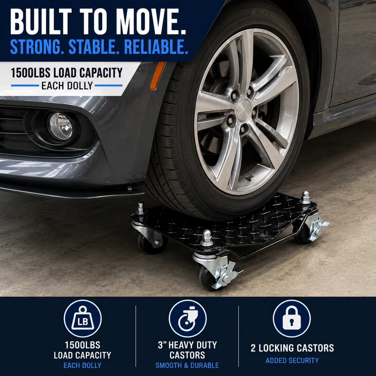 4PC Car Wheel Dolly Vehicle Positioning Jack Transport Trolley Set 2720kg Load