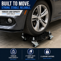 4PC Car Wheel Dolly Vehicle Positioning Jack Transport Trolley Set 2720kg Load