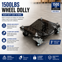 4PC Car Wheel Dolly Vehicle Positioning Jack Transport Trolley Set 2720kg Load