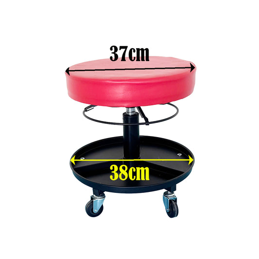 150kg Pneumatic Roller Seat Mechanic Rolling Stool with Round Tool Tray