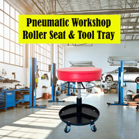 150kg Pneumatic Roller Seat Mechanic Rolling Stool with Round Tool Tray