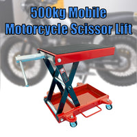 Mobile Motorcycle Scissors Lift Motorbike Jack Stand with Wheels 500kg Load