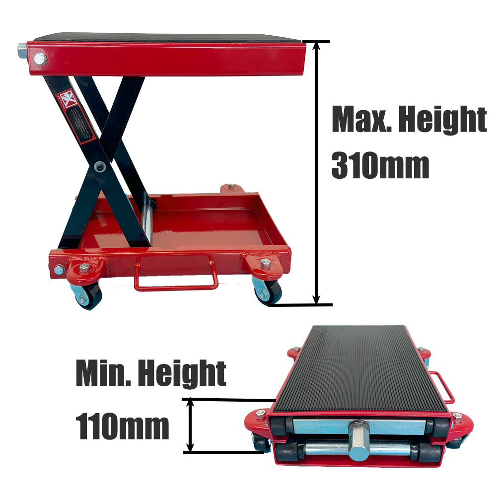 Mobile Motorcycle Scissors Lift Motorbike Jack Stand with Wheels 500kg Load