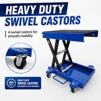 500kg Mobile Motorcycle Scissor Lift Jack ATV Motorbike Stand On Wheels Blue