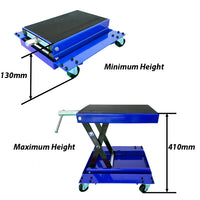 500kg Motorcycle Scissor Lift Table Mechanical Bike Lift Jack Trolley w/ Castors