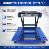 500kg Motorcycle Scissor Lift Table Mechanical Bike Lift Jack Trolley w/ Castors