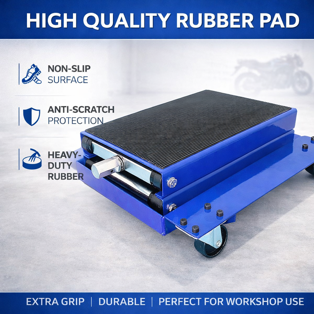 500kg Motorcycle Scissor Lift Table Mechanical Bike Lift Jack Trolley w/ Castors