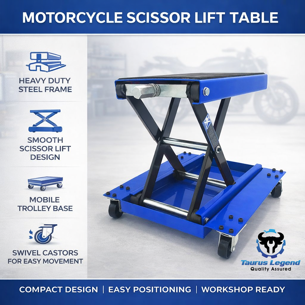 500kg Motorcycle Scissor Lift Table Mechanical Bike Lift Jack Trolley w/ Castors