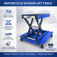 500kg Motorcycle Scissor Lift Table Mechanical Bike Lift Jack Trolley w/ Castors