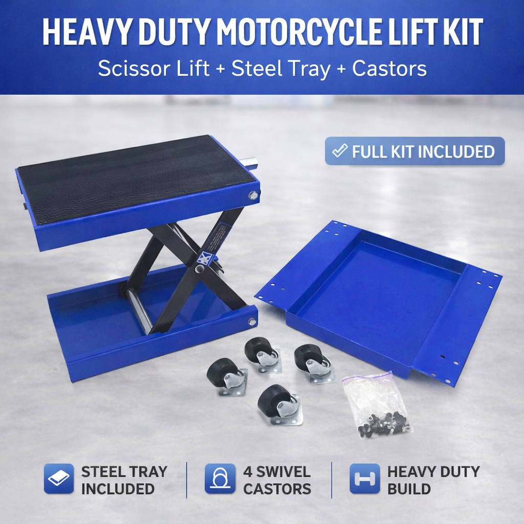 500kg Motorcycle Scissor Lift Table Mechanical Bike Lift Jack Trolley w/ Castors