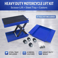 500kg Motorcycle Scissor Lift Table Mechanical Bike Lift Jack Trolley w/ Castors