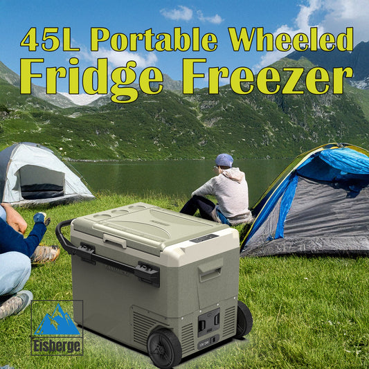 Eisberge 45L Portable Wheeled Car Fridge Freezer Camping Caravan 12V-24V-240V